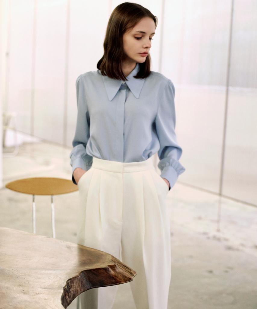 Rank 5 [Mudy] Big Collar Blouse [] Big Collar BlouseSky Blue