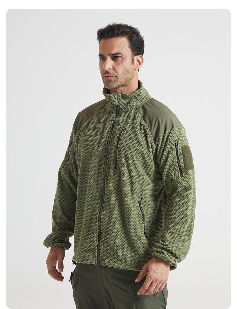 Herren Taktische Fleece Kapuzenjacke mit Stehkragen