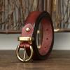 Women's Belt Vintage Crumpled Korean Style Fashion All-Matching Brass Buckle Genuine Leather Jeans Belt Women's