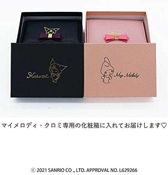 Sanrio Wallet Trifold Wallet Genuine Leather My Melody Kuromi 12191 [Sanrio] Women's (Kuromi Black)