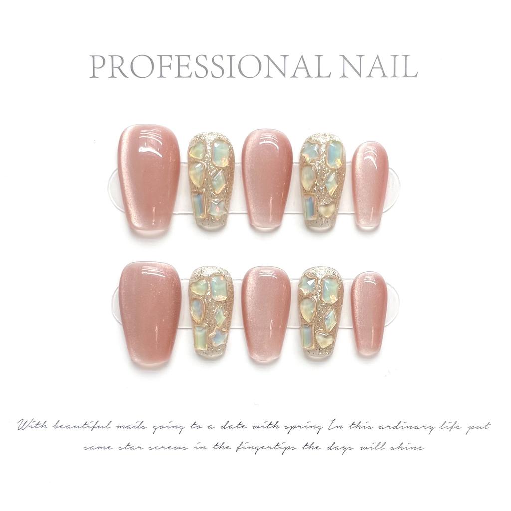 10pcs/set Purely Handmade Wearable Nails Removable Nail Art French Simple False Nails Finished Long and Short Nails