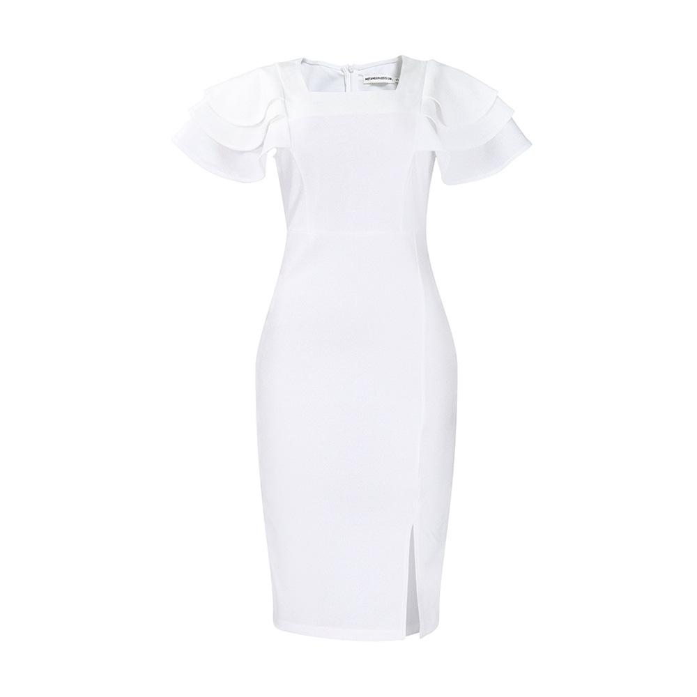 Plus Size Women's Dress Summer Temperament Commuter Square Neck Short-sleeved Sexy Hip Dresses