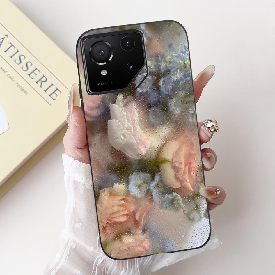 For Asus Rog Phone 9 Pro 5G Case Popular Flower Cartoon Soft Black Silicone Shockproof Cover For Asus Rog Phone 9 FE Phone9 Capa