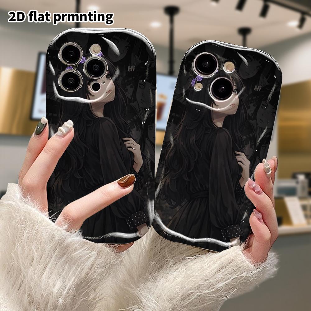 Phone case: 2D flat, suitable for iPhone 18 17 16 15 14 13 12Pro, anime girl, perfect Christmas and Halloween holiday gift