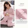Ladies' 100% Cotton Long Sleeve Pajama Set Spring/autumn Thin Style Winter Warm Homewear Suit