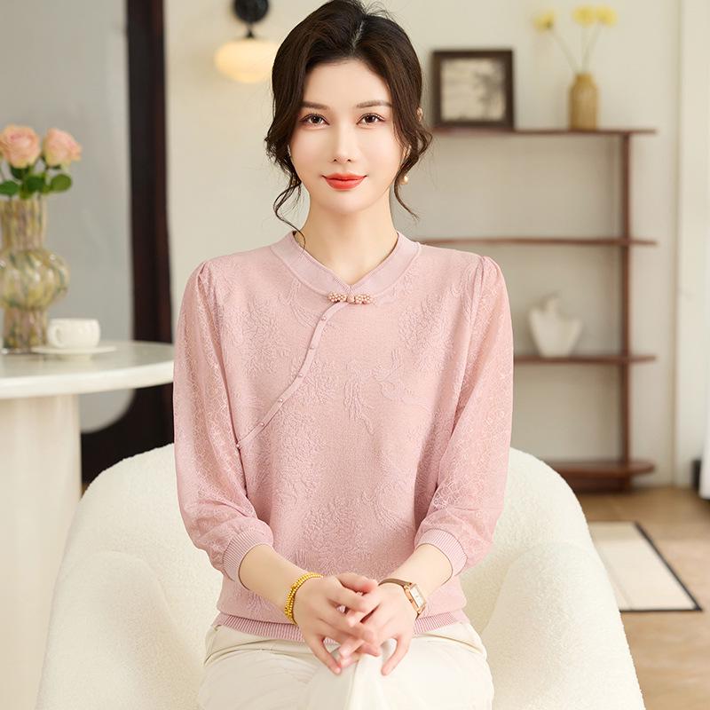 2026 Trendy Spring Knit Base Layer Top for Middle-Aged & Elderly Women - Fashionable Thin Sweater