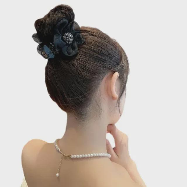 Korean Style Sunflower Mesh Ball Hair Clip - Large Acrylic Summer Hairpin with Floral Design