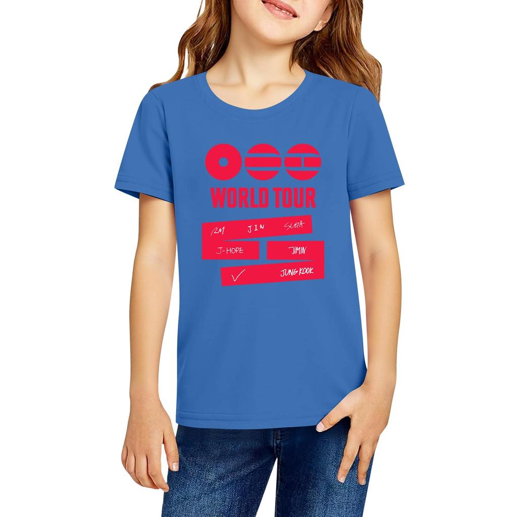 Modische Rundhals-Kurzarm-Arbeitskleidung bedruckte Oberteile für Kinder-Sommeroberteile