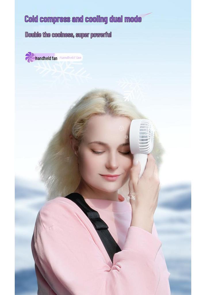 Handheld Mini Cold Compress Fan with Double Blades and Carabiner