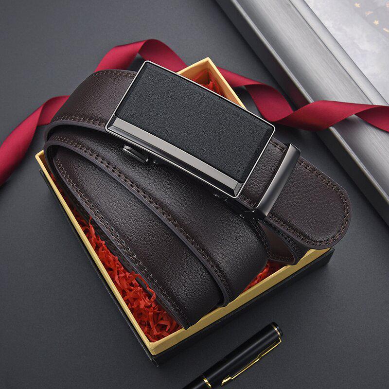 Men's High-End Genuine Leather Automatic Buckle Belt for Casual Trousers