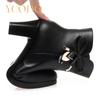 2023 Spring and Autumn Winter Women's Fashion Casual High Heel Leather Boots