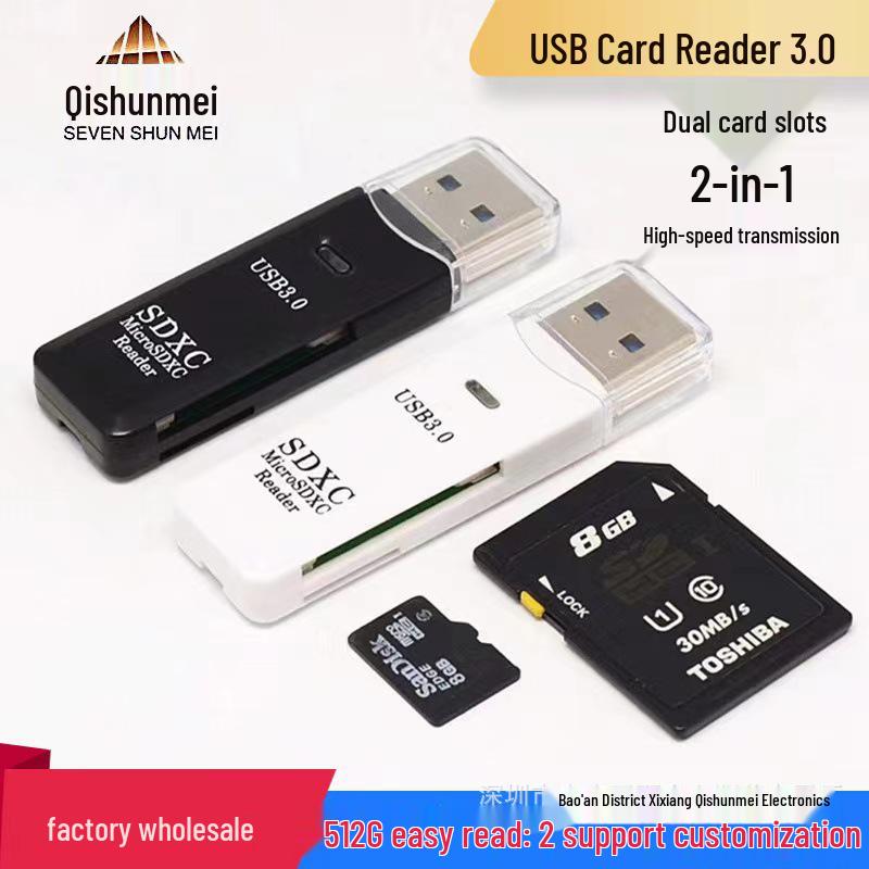 

USB 3.0 High-Speed SD/TF Card Reader for Mobile & Camera - Plug & Play Black 2.0
