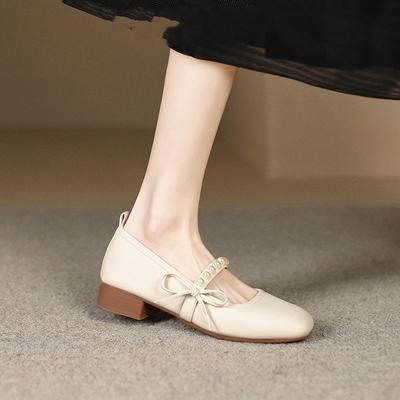 Shoes Women's 2025 New French Flat-soled Single Shoes Women's Shallow Mouth Mary Jane Small Leather Shoes Summer Spring and Autumn Evening Shoes