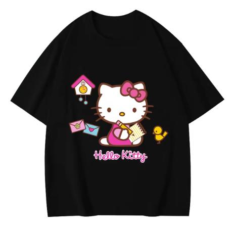 2026 New Fashion RoundNeck ShortSleeve TShirt Spring Summer Hello Kitty Women TShirt Unisex Trendy Cute Top Clothing S