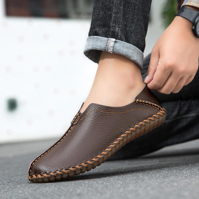 Fashion Men's Driving Shoes Handmade Leather Men Loafers Soft Breathable Men's Casual Shoes Zapatillas Hombre Big Size 39-48