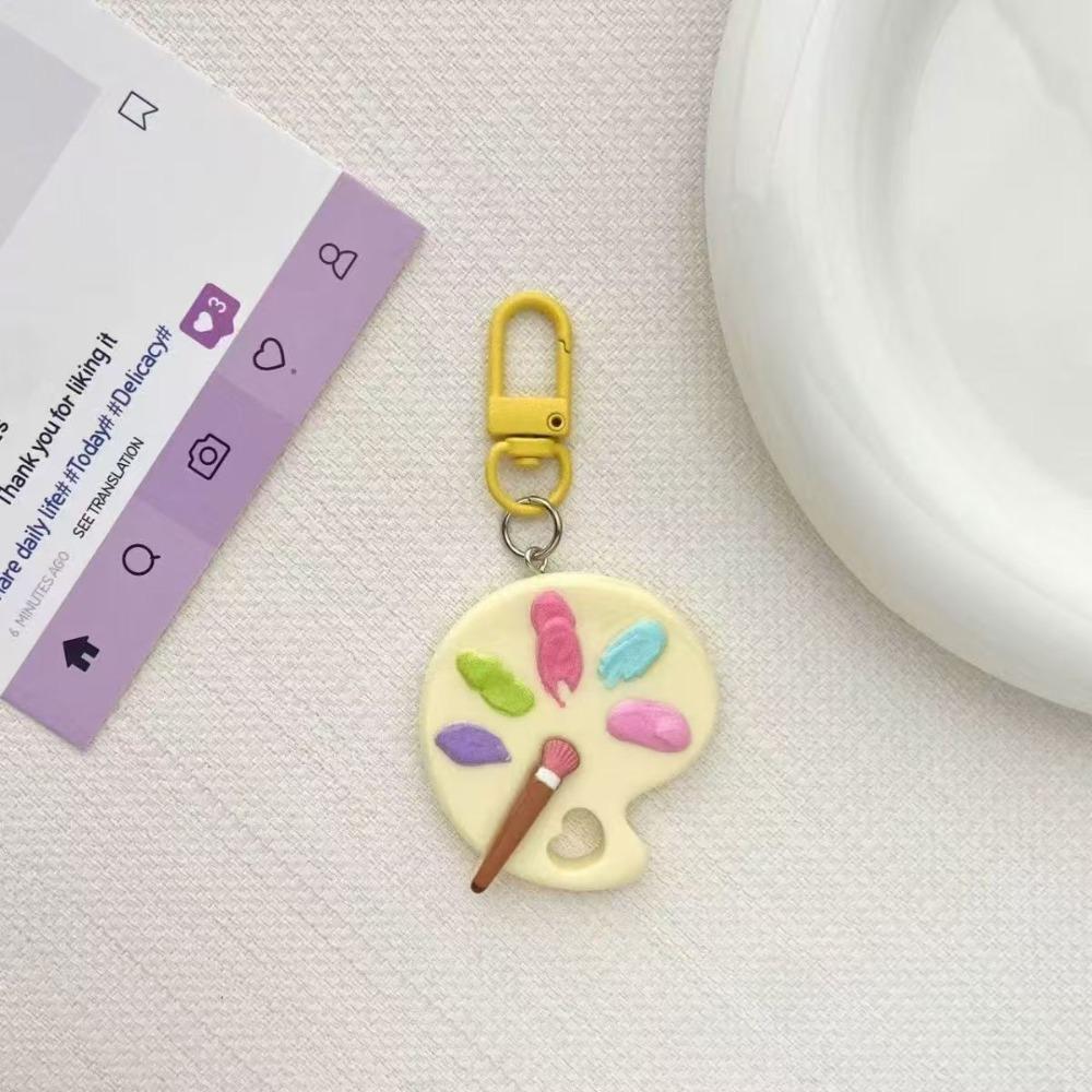 with Paintbrush Artist Palette Palette Paintbrush Keychain Resin Keychain Pendant  Bags Backpacks