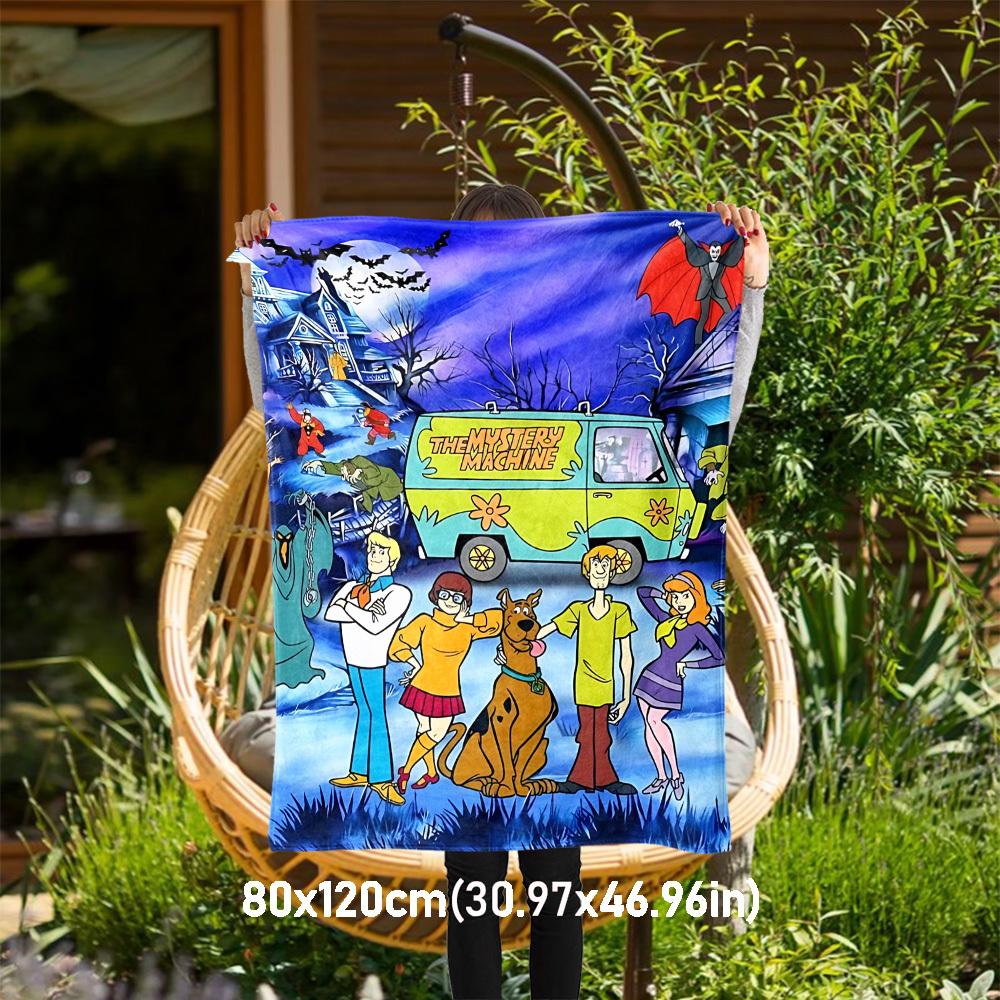 

1pc Scooby-Doo Mystery Machine Halloween Outdoor Blanket - Throw Blanket, Soft , Flannel Blankets, Living Room, Travel, Camping-1102131 80x120cm