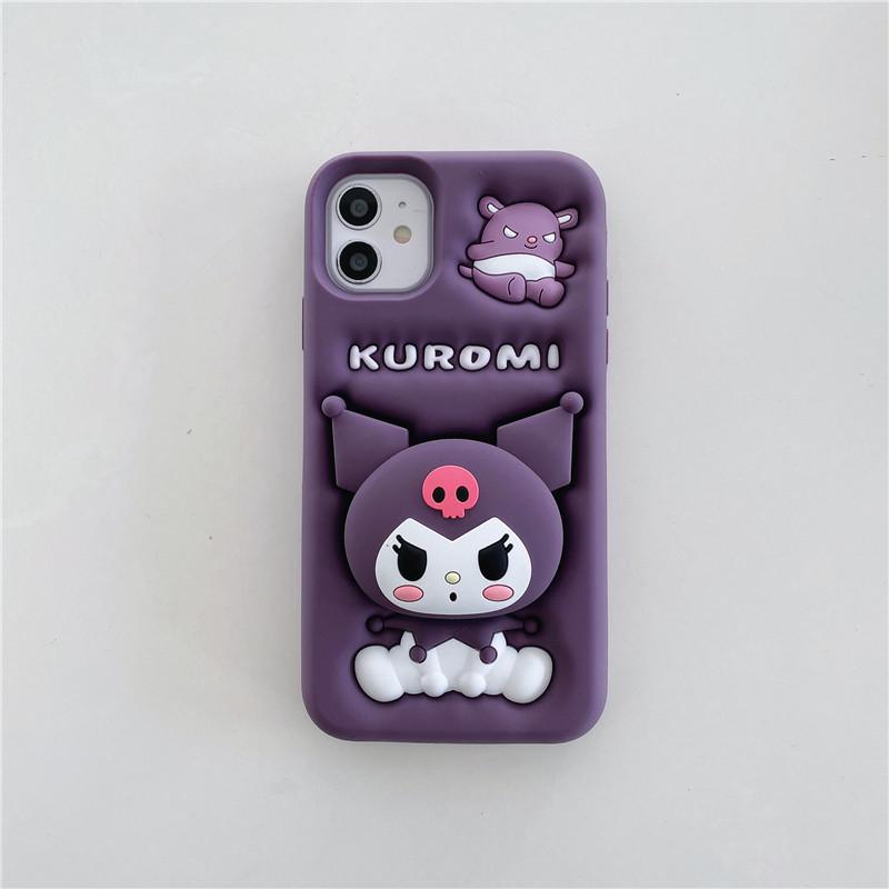 

Kuromi Cartoon Stand Phone Case for iPhone14/13/12/11/Apple 16/15 PROMAX, Anti-fall iPhone 12 Pro