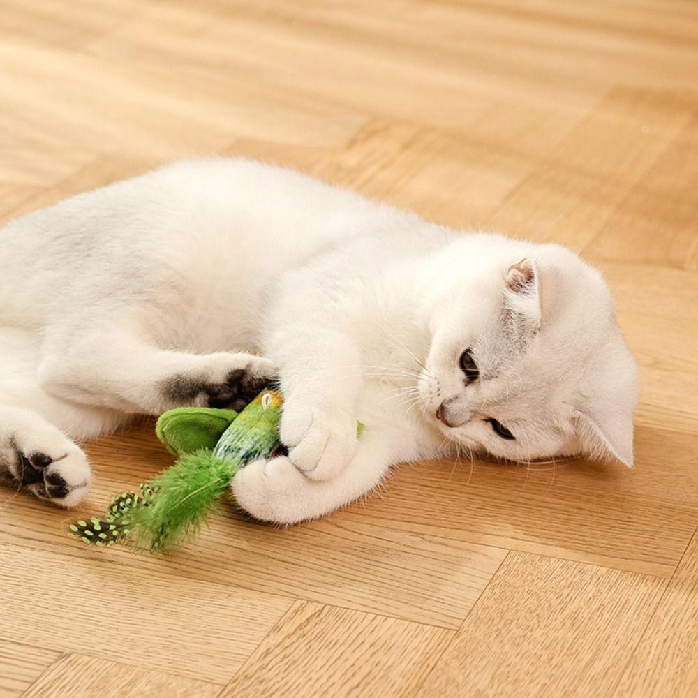 Chirping Interactive Pet Toy Teasing Toy Plush Bird Toy Simulation Bird Cat Toys  Relieve Boredom