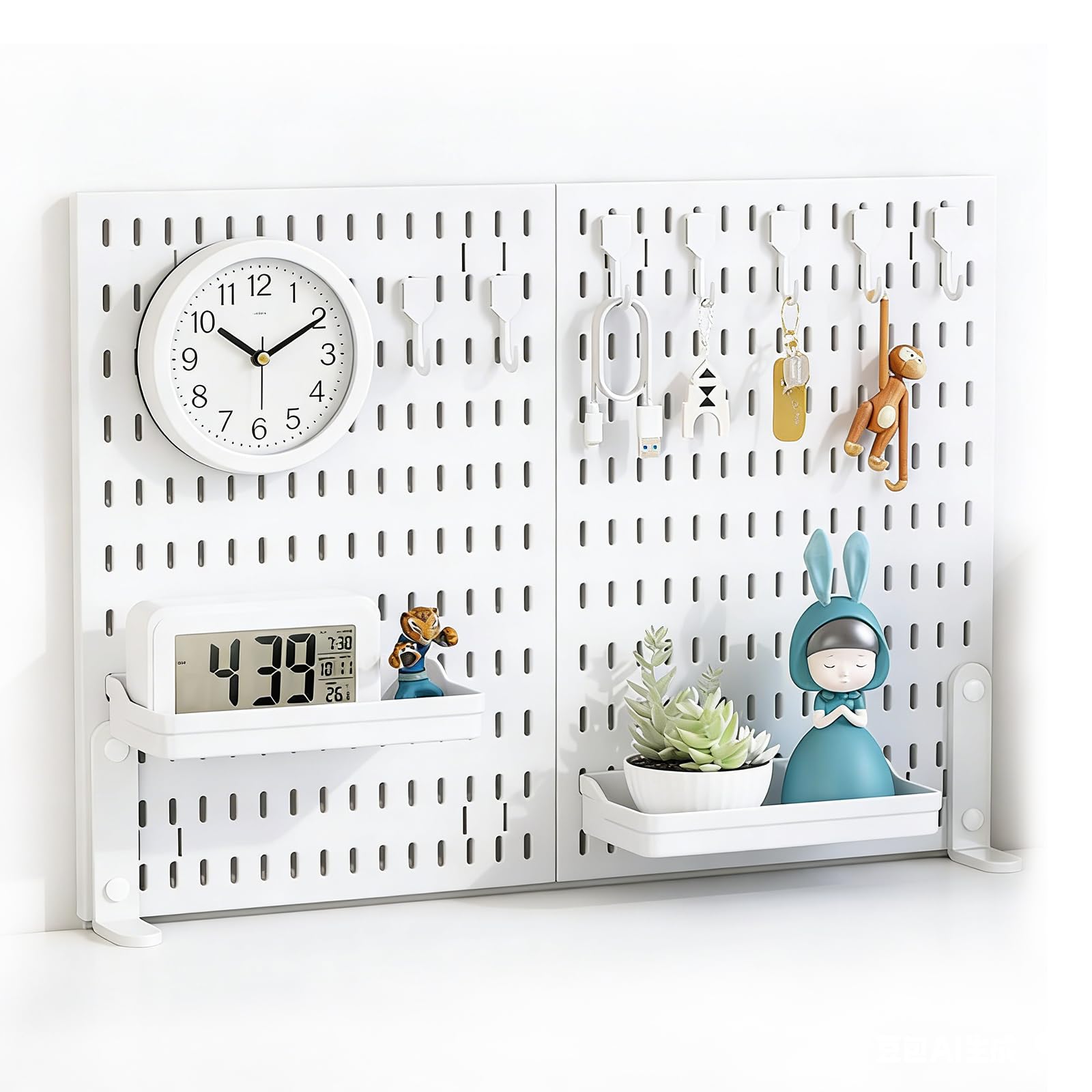 

Desktop Pegboard Desk Desk Small Item Storage Easy Single Size 30 x 40 Small Item Storage Decorative Document Accessory Set [RALUCIO] 2-Piece Pack, белый
