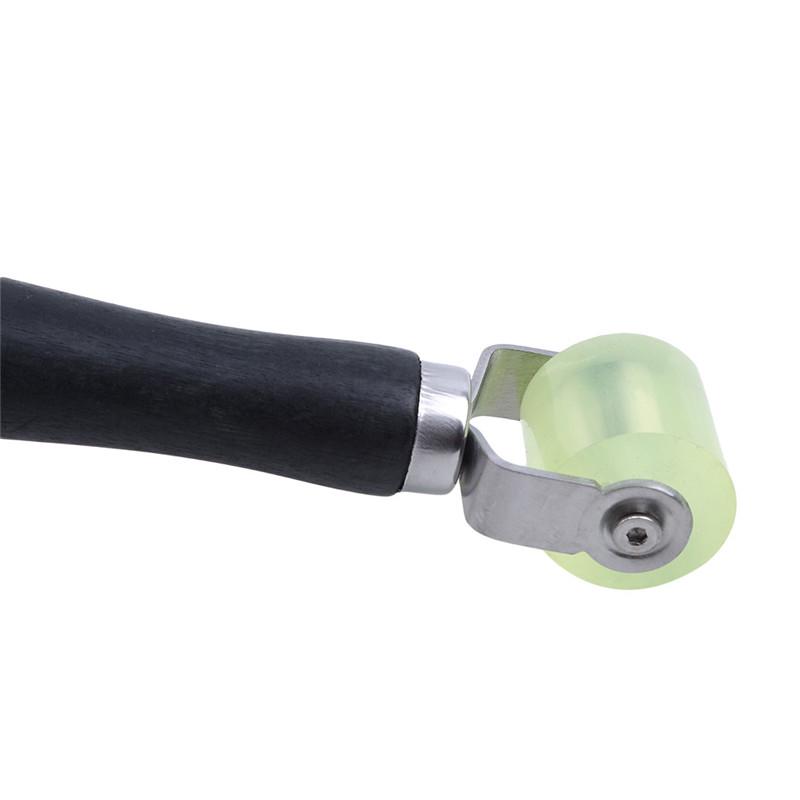 Black Wood Handle Auto Sound Deadener Application Clear Rubber Roller Green