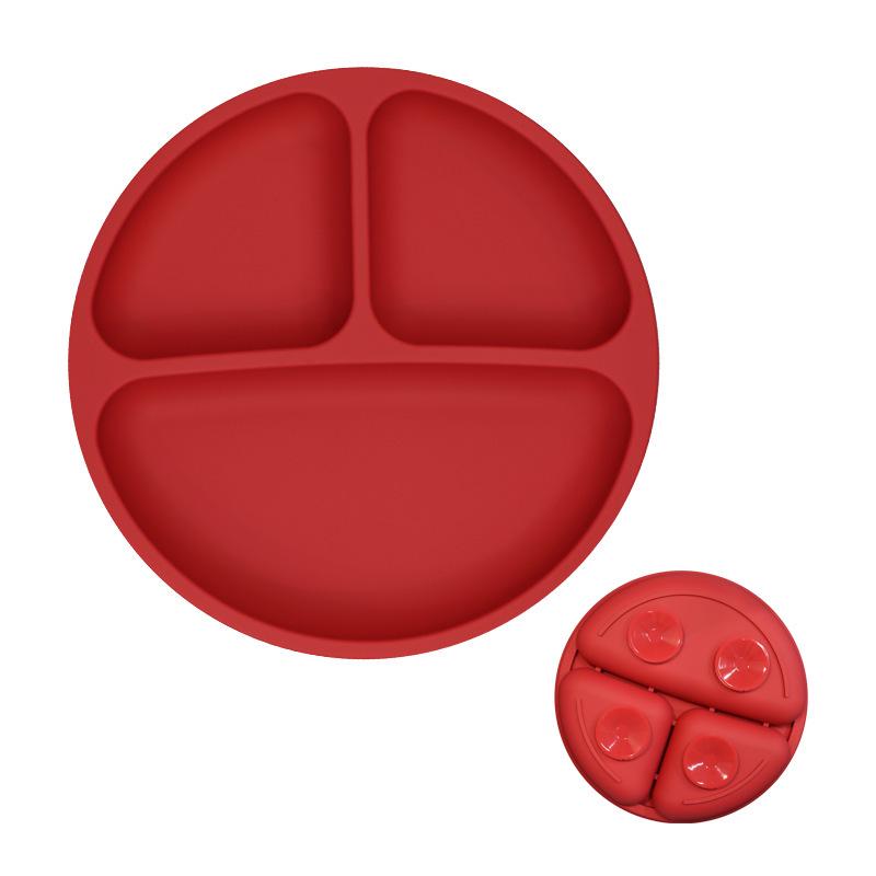 Smiley Face Baby Dining Plate: Silicone Suction Bowl with Lid & Divided Compartments