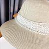 New Summer Ladies Elegant Straw Hat Travel Beach French Lace Pearl Sunshade Sun Hat Sun Hat
