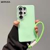 2 In 1 Candy Color Lanyard Case for Samsung Galaxy S26 Ultra S25 S24 S22 Plus S23 FE A55 A56 A57 A16 Matte Wrist Strap Cover