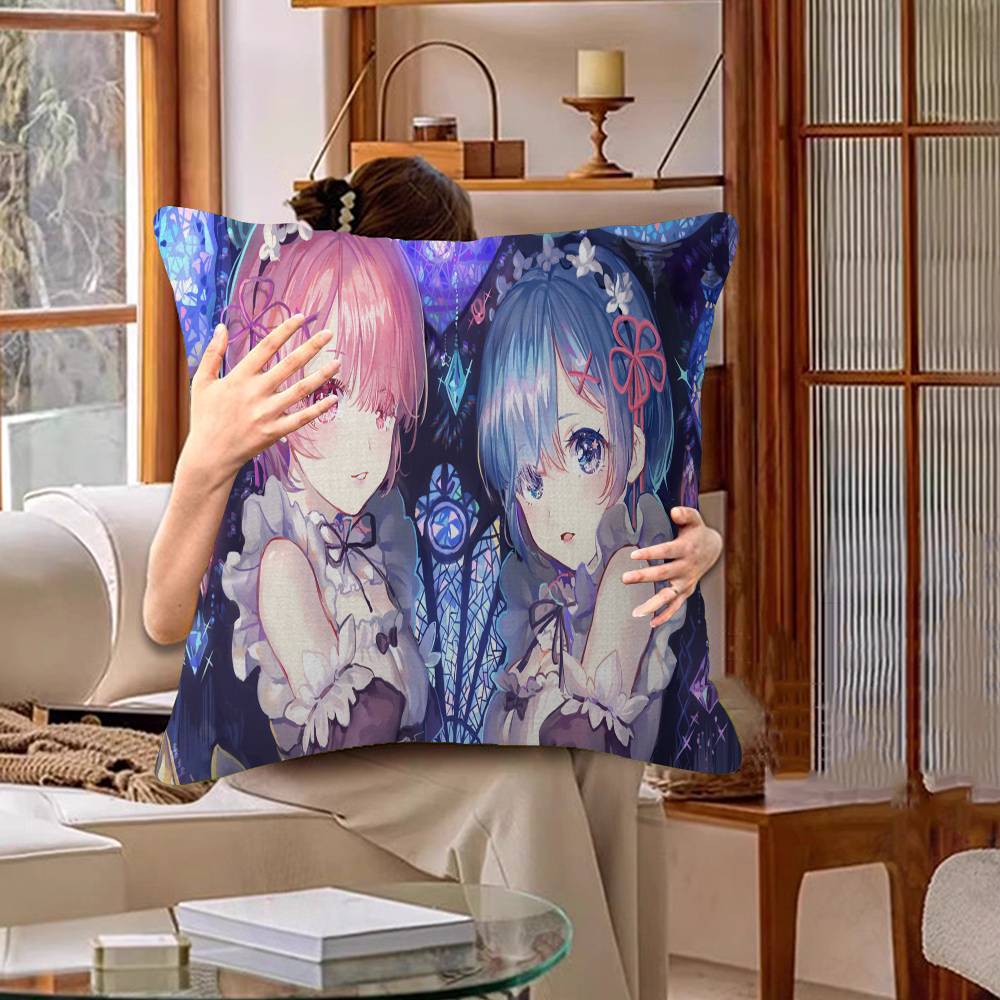 Anime Re Zero Rem Gaming Cushion Cover Pillowcase Upholstery Sofa Throw Pillow Home Decor Pillowcas