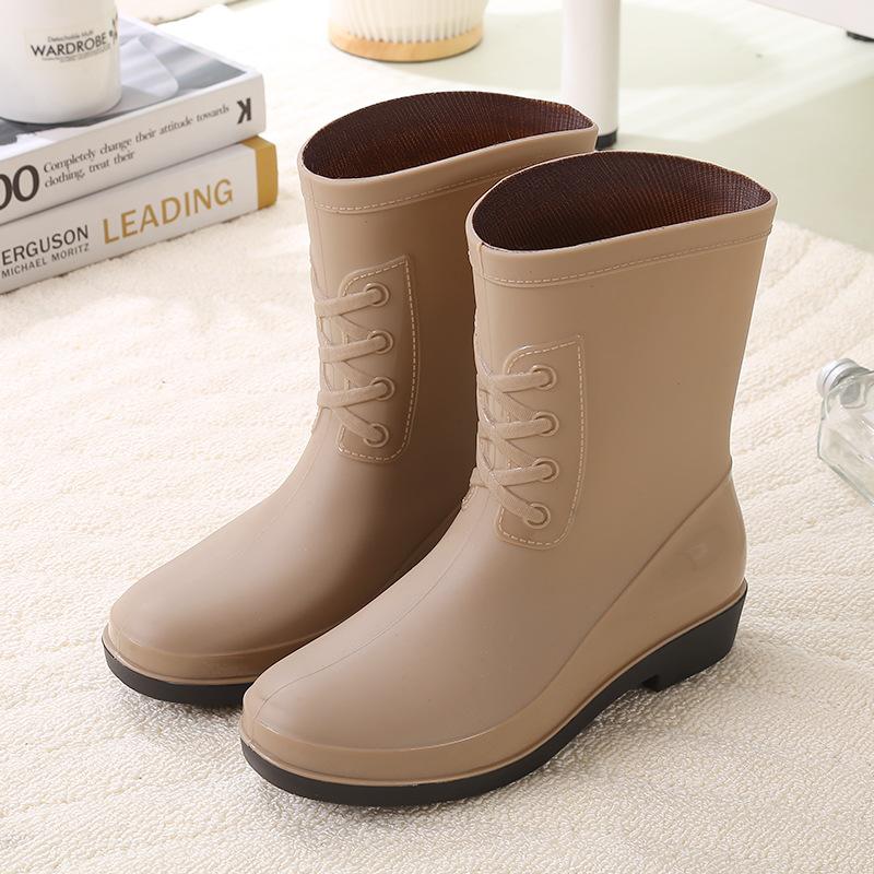 

New rain shoes women s summer adult medium tube waterproof shoes fashionable warm short rain boots water boots women s overshoes 36