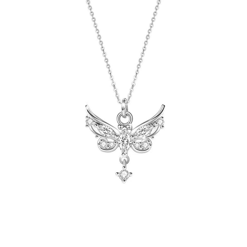Love Butterfly Wings S999 Sterling Silver Tassel Clavicle Necklace - High-End Light Luxury, Versatile Women's Jewelry