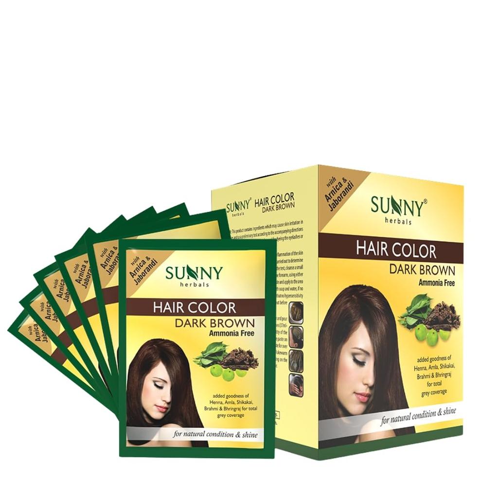 Sunny Herbals Coloration Cheveux Brun Foncé 20G X Lot de 12 | Nuance Naturelle Longue Durée | Cheveux Doux et Brillants Unisexe