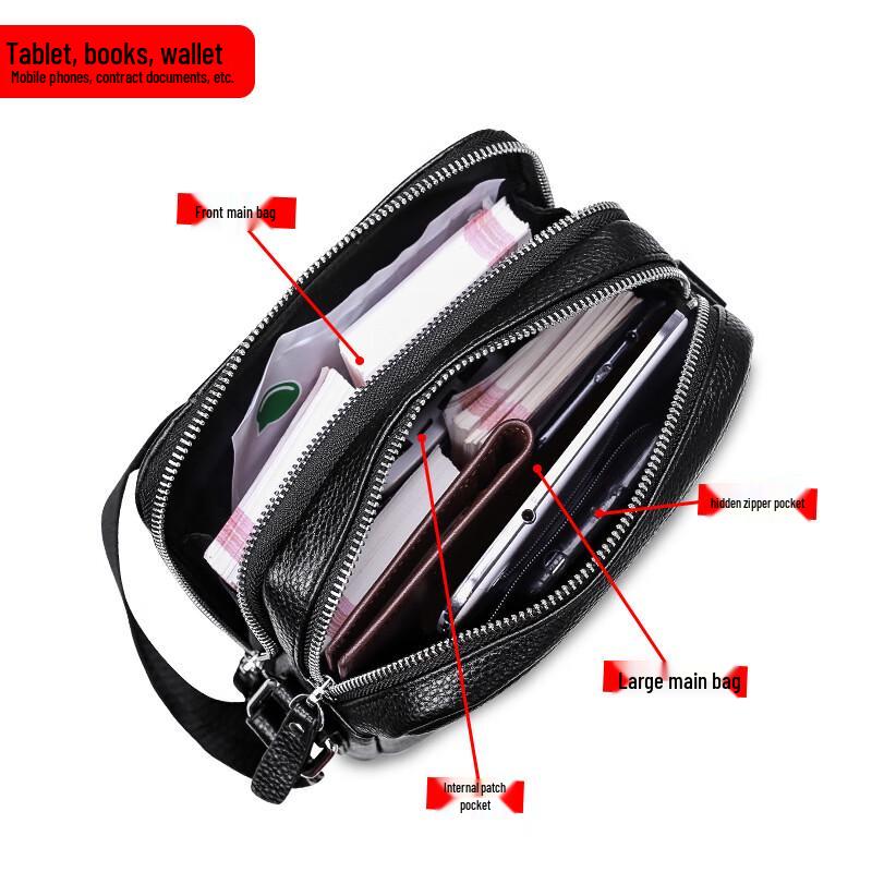 SCHWARZETIENNE Men's Genuine Leather Shoulder Bag
