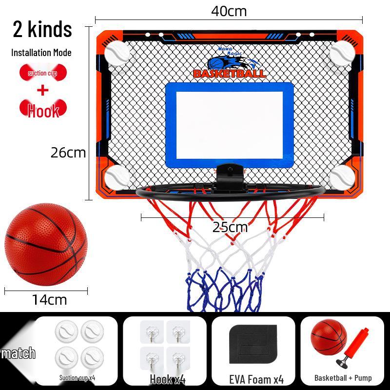 Transparent Basketball Hoop for Kids with Scoreboard, Wall-Mounted, No-Drill, Door Hanging Indoor Slam Dunk Backboard.