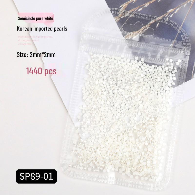 Korean Iridescent AB Pearl Nail Art Stickers - Various Sizes & Shapes