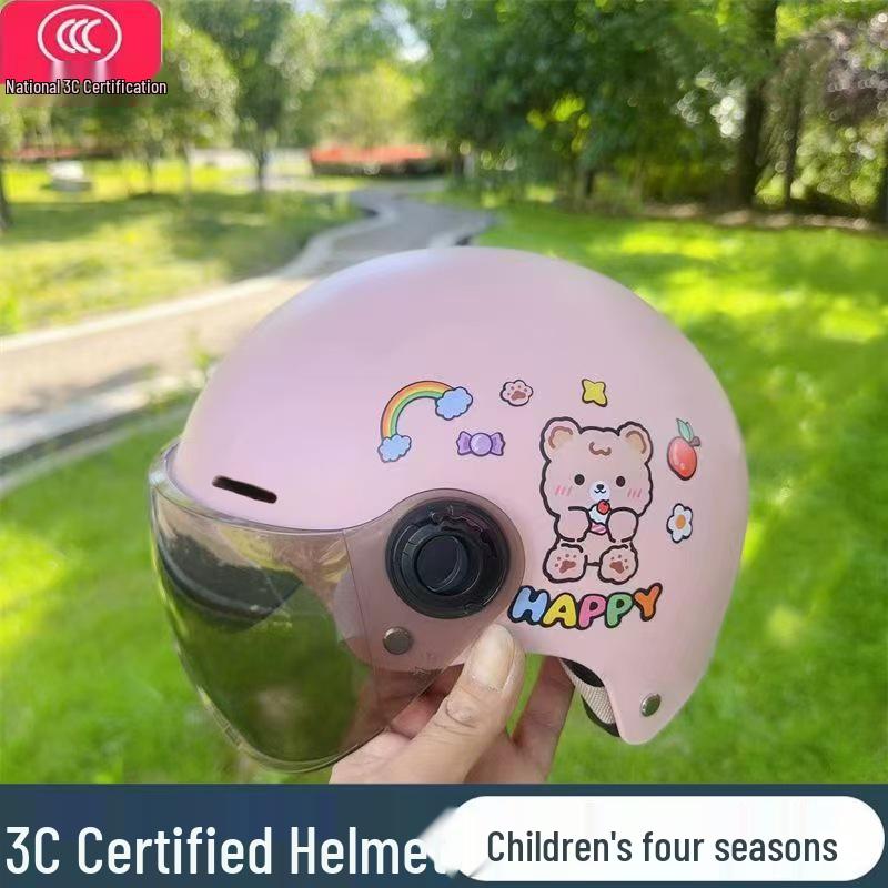 3C Certified Lightweight Electric Vehicle Helmet for Kids, Summer Half Helmet, Comfortable and Cute Safety Helmet for Boys and Girls