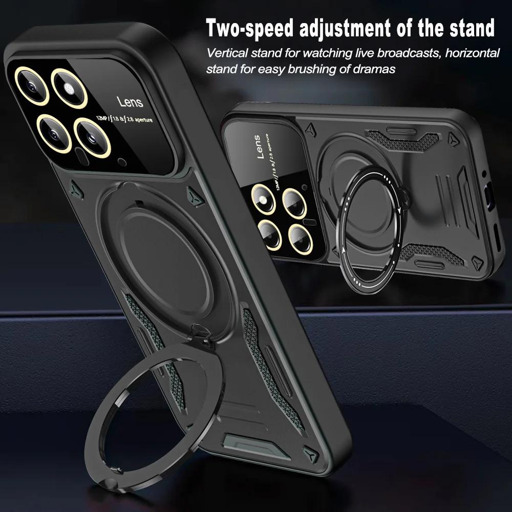 Shockproof Armor Case For Xiaomi 14T 13T 12T 11T 10 13 Pro 14 Ultra For Magsafe Wireless Charger Magnetic Ring Stand Phone Cover