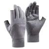 2-Fingerless Winter Cycling Gloves Touch Screen Outdoor Anti-Slip Gloves Windproof Motorcycle Cold Gloves for Men Women