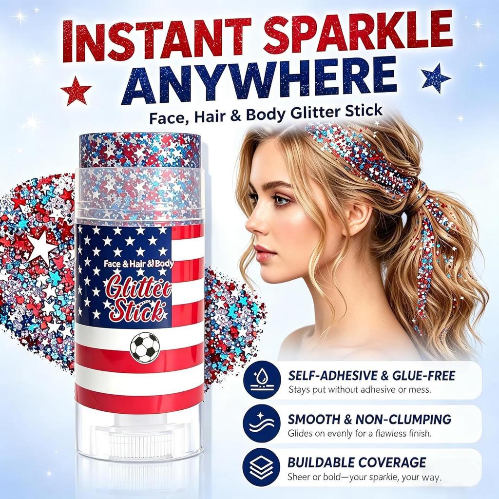 4th of July Glitter Stick Party Sparkle Stick Independence Day Glitter Body Decor 10-Pack