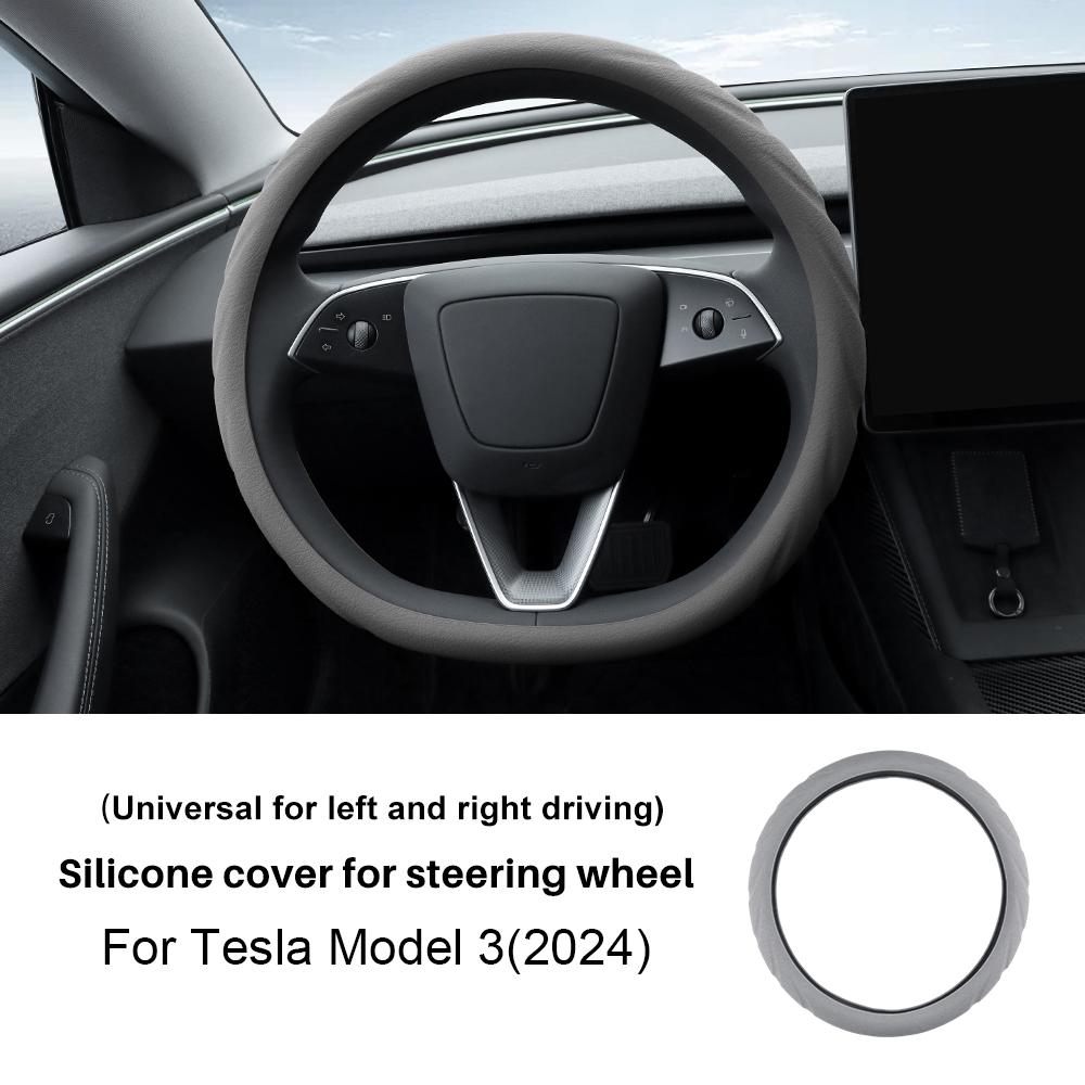 Silicone Car Steering Wheel Cover For Tesla Model 3 Highland 2025 Model Y Juniper 2025 Booster Anti-skid Protect Interior Trim