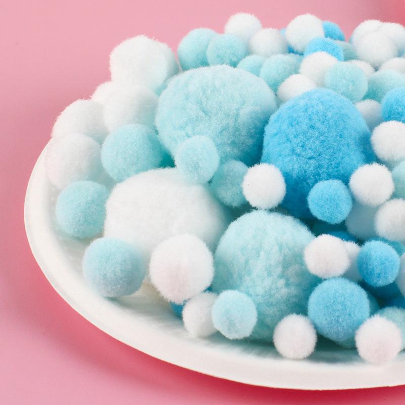 Colorful Gradient Pompom Pack: High-Elastic Plush DIY Toy Accessories for Kids