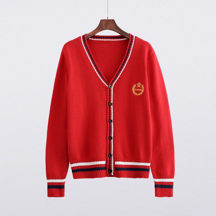 Women's Thickened JK Cardigan Sweater - Autumn/Winter Japanese College Style Embroidered Long Sleeve Knitwear