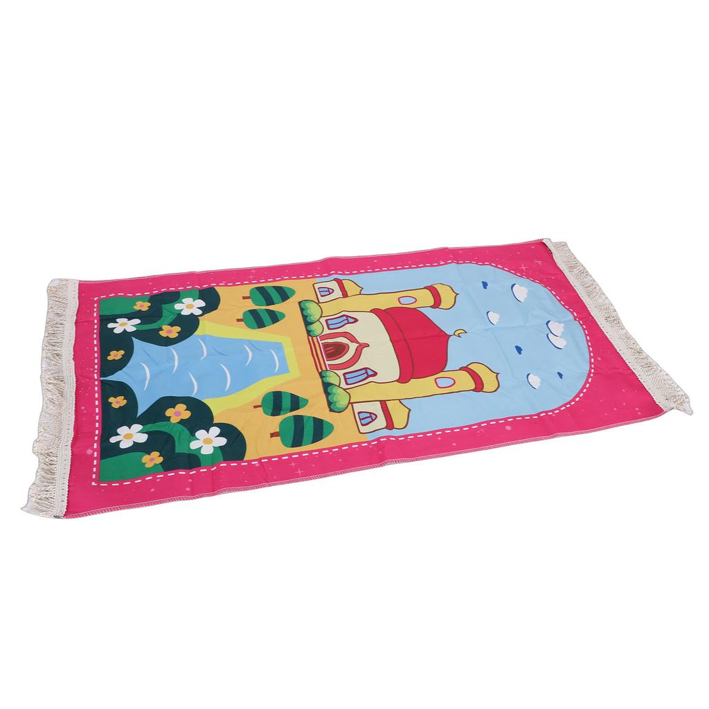 Kids Pray Rug Thick Mat Soft for Women Men Children Meditation with Tassel Pray Beads Pendant Storage Cylinder