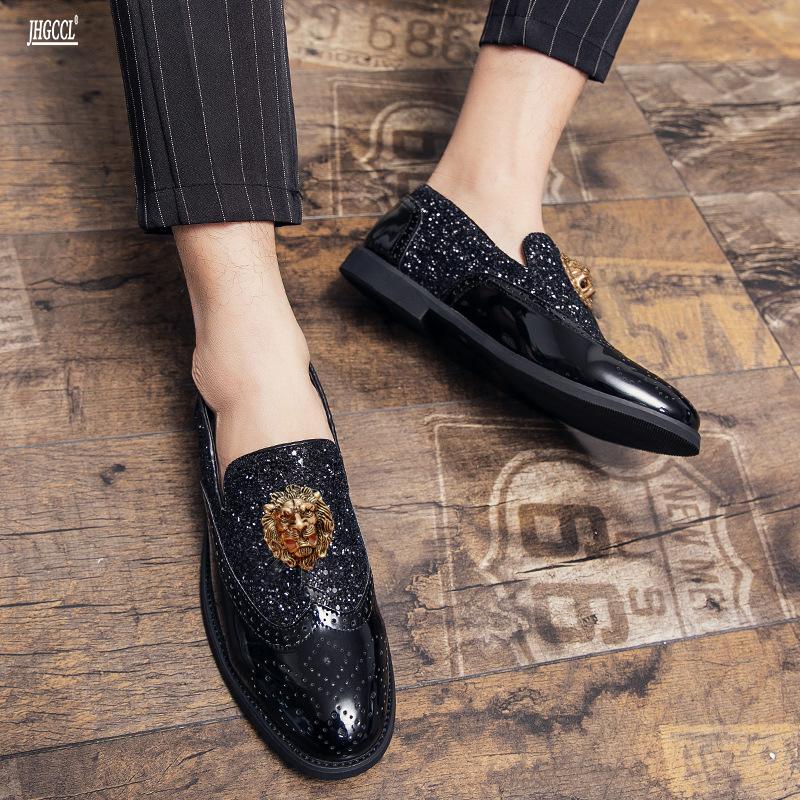 Fashion Gold Casual shoes Fashion shoes Bright small leather shoes Plus size dress shoes Sequin dress shoes A1