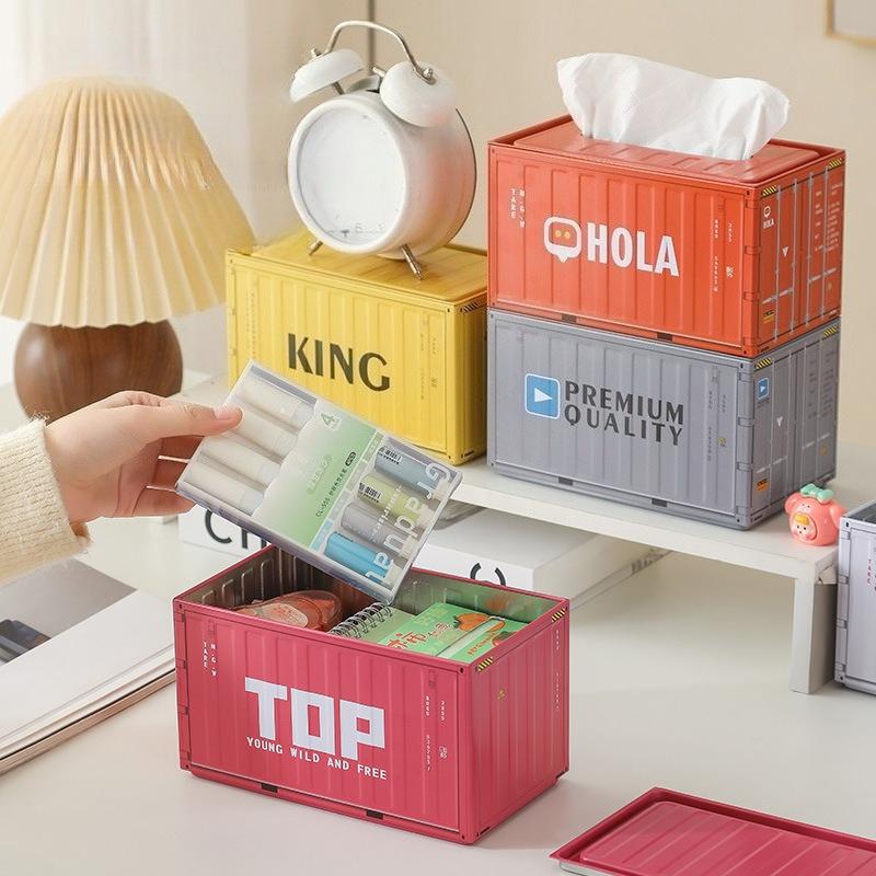 1pc Industrial Style Container Iron Tissue Box Storage Box, Creative Container Tissue Box for Home Living Room Simple Decoration, Holiday Gift