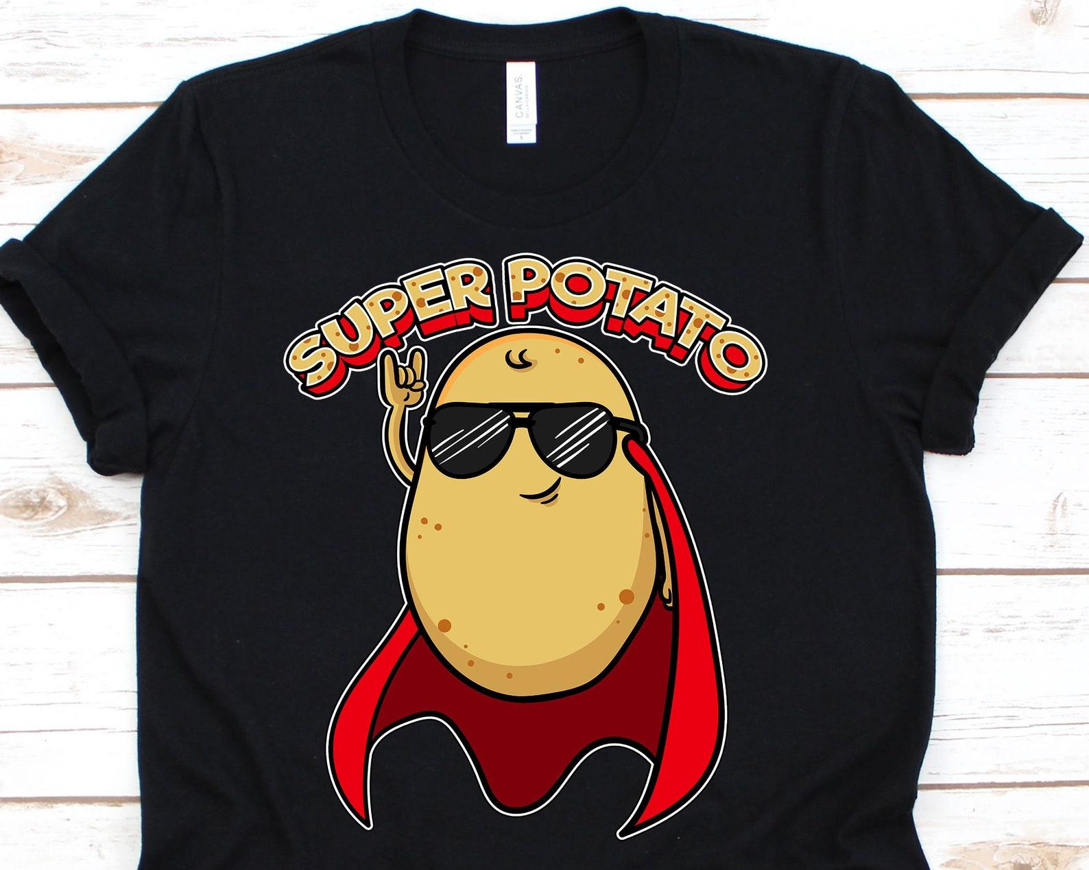 Super Potato Shirt, Potato Lover T-Shirt For Vegetable Eater Men Women, Couch Potato For Vegans, Root Veggie Tee, Spud Gifts For Superhero S