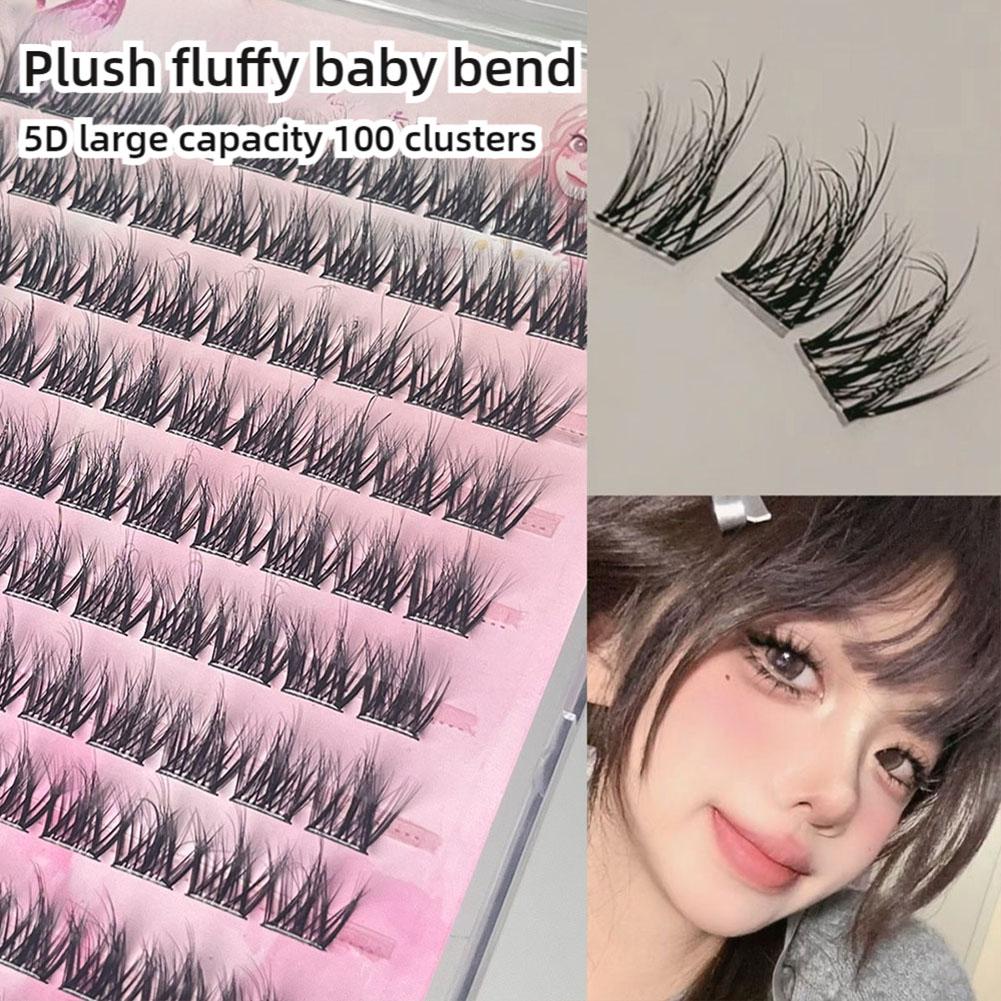 Glue-Free Self-Adhesive False Eyelashes Single Cluster C-curled Natural Faux Mink Lashes DIY False Eyelashes