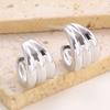 Plated Hoop Earrings for Women Triple Hoop Illusion Stud Earrings C-Shaped Multi-Layered Earrings for Wedding Prom Events