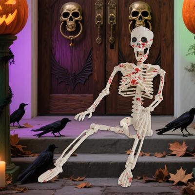 Halloweenská kostra figurka ozdoba pohyblivá párty potřeby strašidelná soška dekorativní pro vnitřní použití