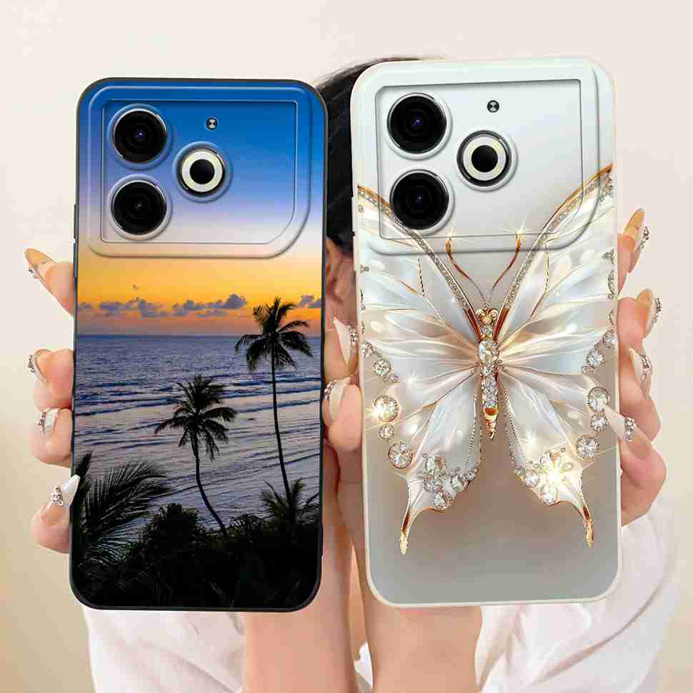 For Tecno Pova 6 Neo Case Pink Cherry Cartoon Silicone Phone Casing Tecno Pova6 Neo 6Neo LI6 Case Protection Back Cover